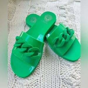 NWOT Green Chain Slide Sandals